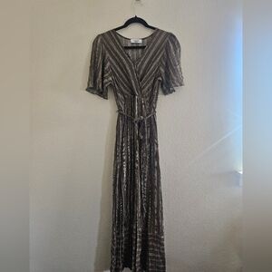 Striped Maxi Dress with Belt